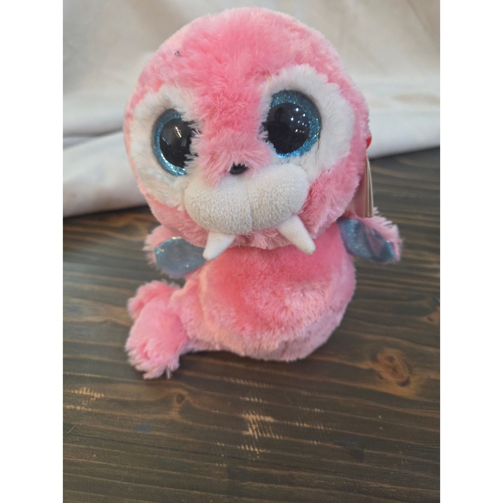 Ty Beanie Boos Tusk Pink Walrus Plush Glitter Eyes Stuffed Animal Toy